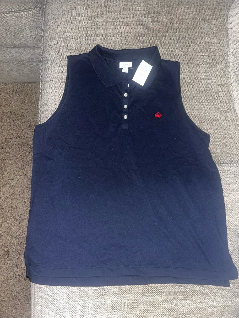 J. Crew Sleeveless Polo Tank Top with Red Crab NWT